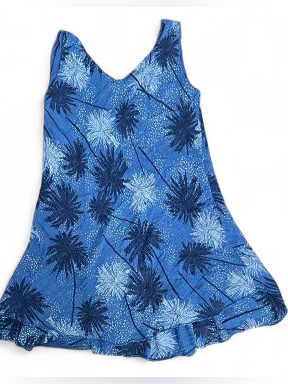 Blue Palm Tree Patterned Mini Dress - Picture 6 of 8